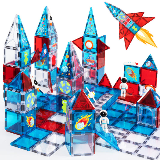 Cossy Magnetic Building Tiles Space Set with Astronaut, Magnetic Tiles for Kids Ages 4-8