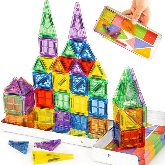 Cossy Mini Magnetic Tiles Travel Toys for Restaurant, Car & Plane Play