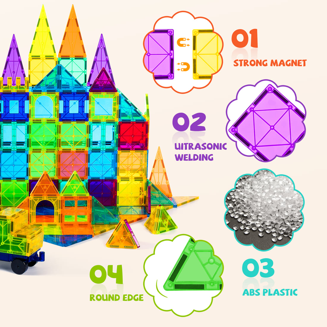 Cossy Magnetic Building Tiles 120 PCs Set