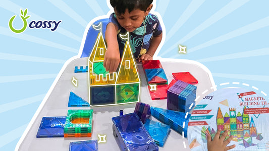 Cossy playing time with magnetic tiles!