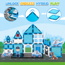 Load image into Gallery viewer, Cossy Magnetic Building Tiles Police Set with Policeman for Kids Ages 4-8
