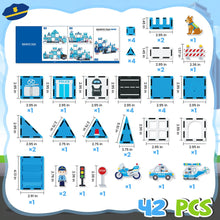 Load image into Gallery viewer, Cossy Magnetic Building Tiles Police Set with Policeman for Kids Ages 4-8
