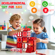 Load image into Gallery viewer, Cossy Magnetic Building Tiles Firefighter Set with Firefighter for Kids Ages 4-8
