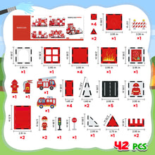 Load image into Gallery viewer, Cossy Magnetic Building Tiles Firefighter Set with Firefighter for Kids Ages 4-8
