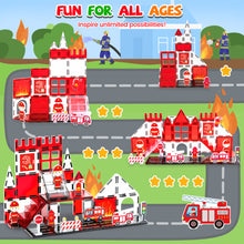 Load image into Gallery viewer, Cossy Magnetic Building Tiles Firefighter Set with Firefighter for Kids Ages 4-8
