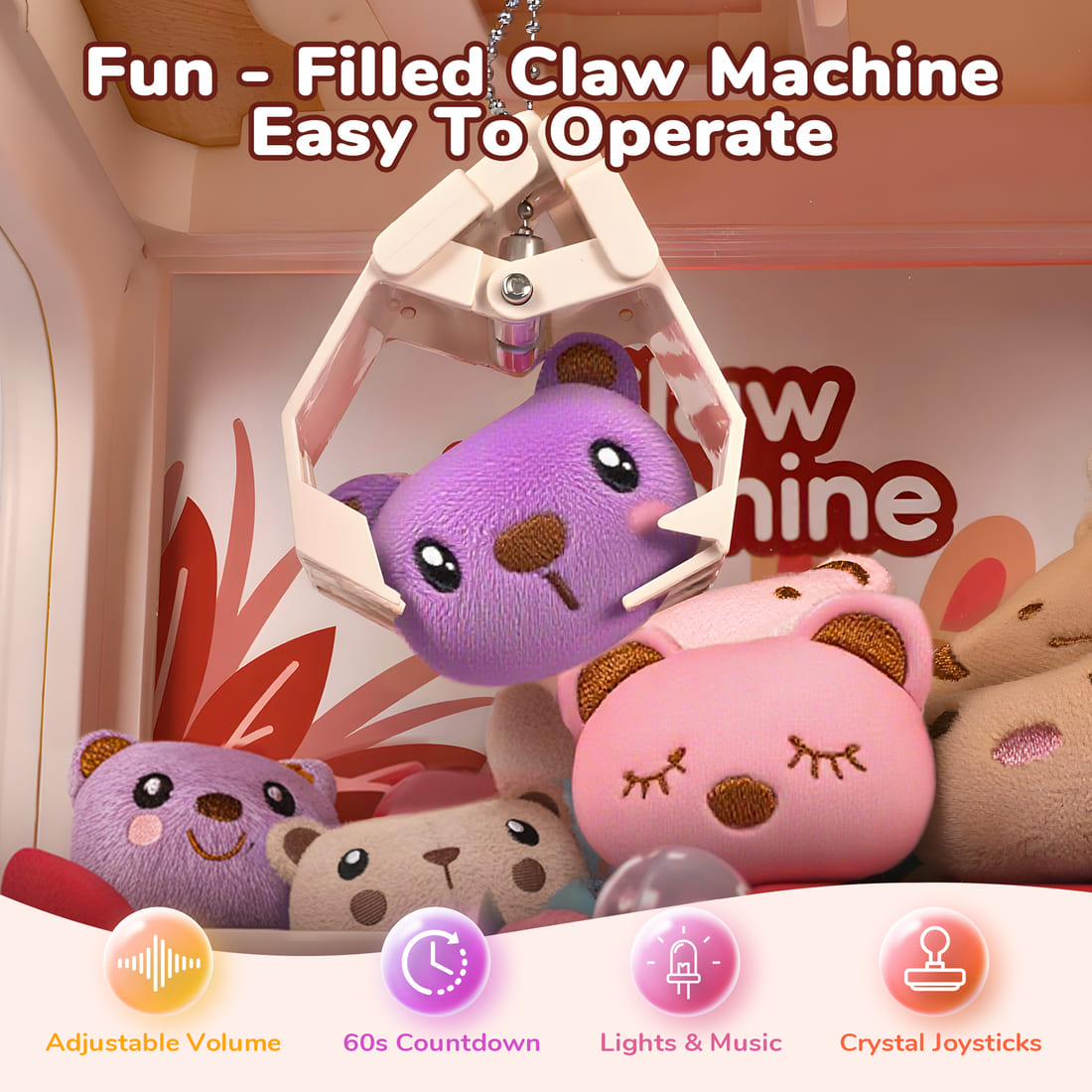 Cossy Dinosaur Toy Claws Machines with Sound Lights & 360° Crystal Joystick