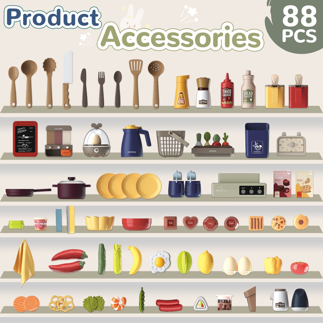 Cossy Kids Play Kitchen Toy with Sound & Light Accessories