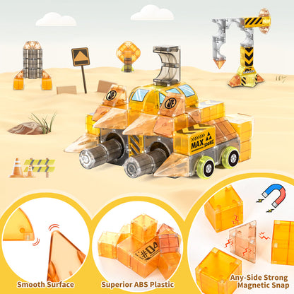 Cossy Magnetic Blocks 3D Building Construction Toys with Magnetic Cars, STEM Kits, Learning & Education, Creative, Engineering Set, Truck