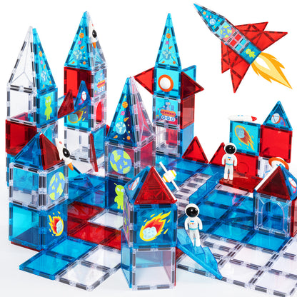 Cossy Magnetic Building Tiles Space Set with Astronaut, Magnetic Tiles for Kids Ages 4-8