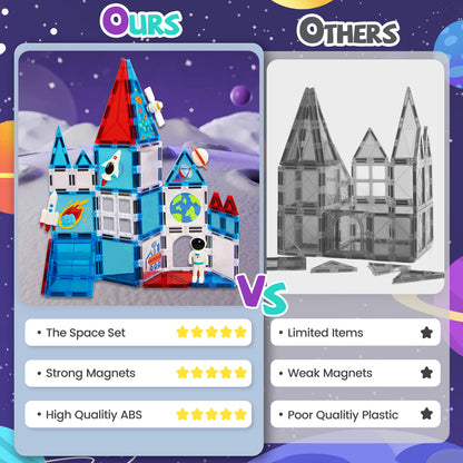 Cossy Magnetic Building Tiles Space Set with Astronaut, Magnetic Tiles for Kids Ages 4-8