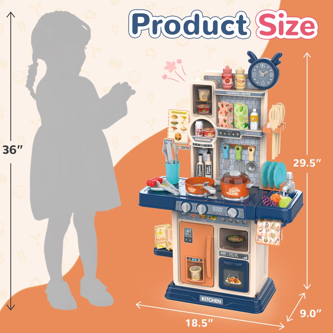 Cossy Kids Play Kitchen Toy with Sound & Light Accessories