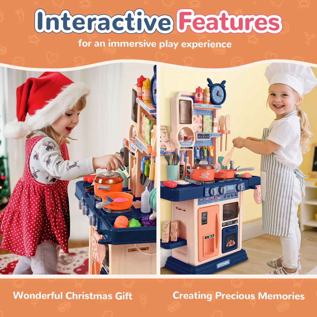 Cossy Kids Play Kitchen Toy with Sound & Light Accessories