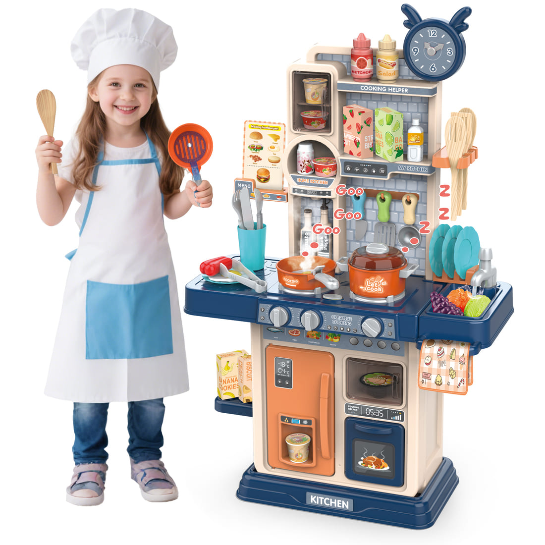 Cossy Kids Play Kitchen Toy with Sound & Light Accessories