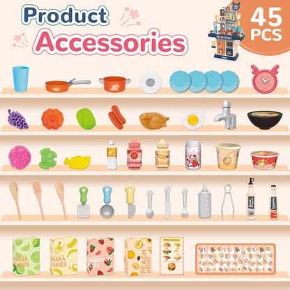 Cossy Kids Play Kitchen Toy with Sound & Light Accessories