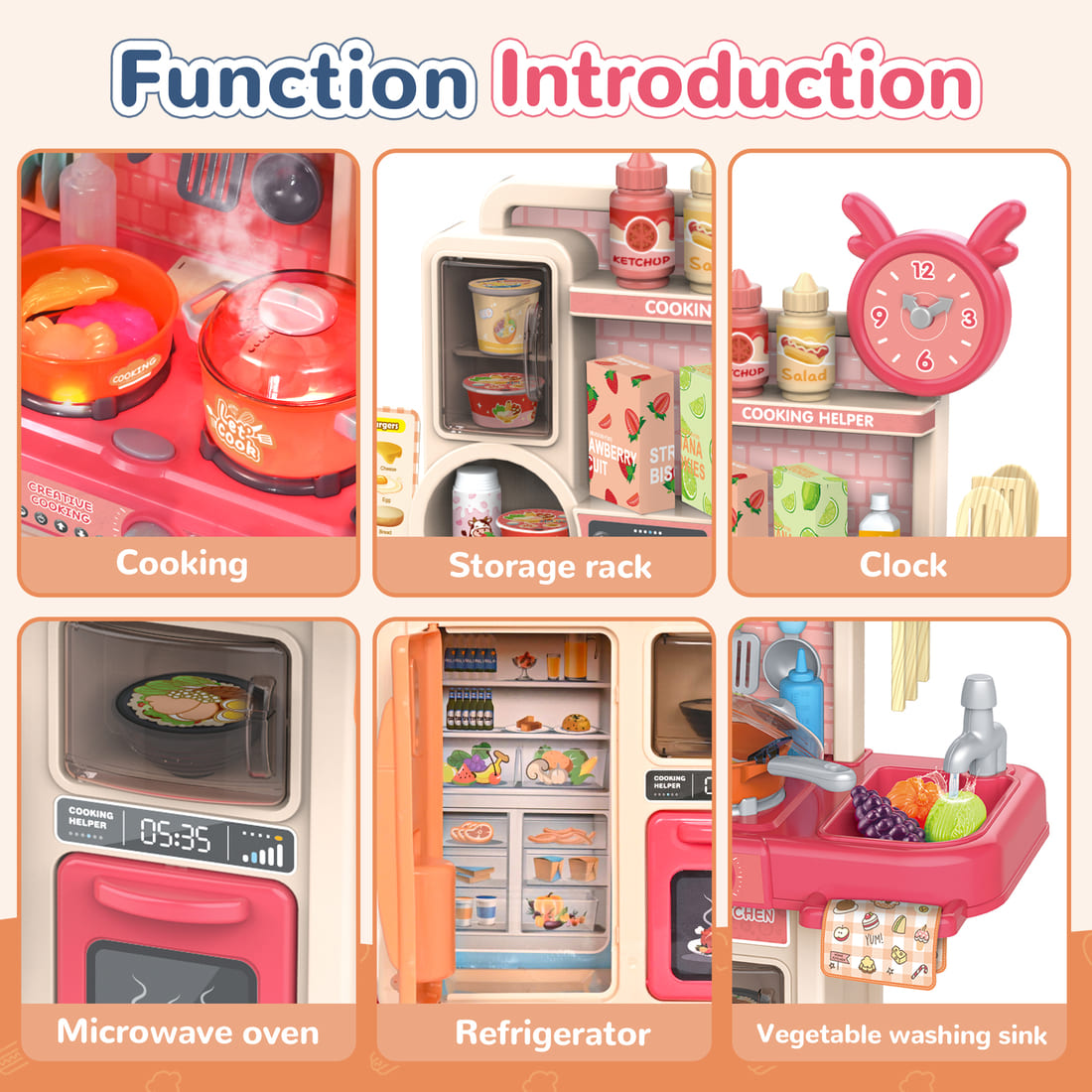 Cossy Kids Play Kitchen Toy with Sound & Light Accessories