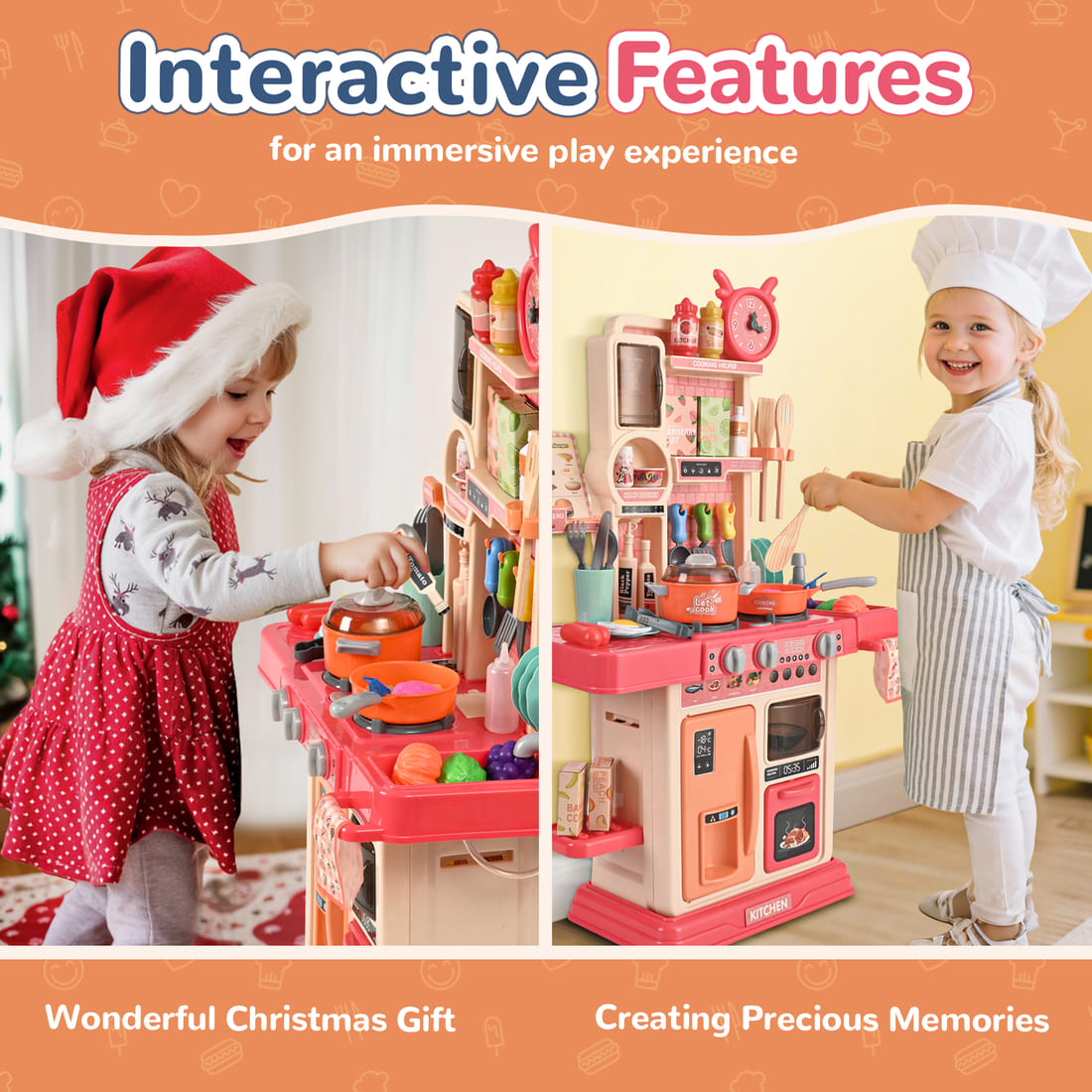 Cossy Kids Play Kitchen Toy with Sound & Light Accessories