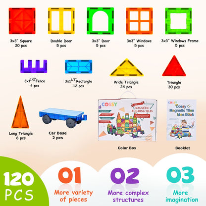 Cossy Magnetic Building Tiles 120 PCs Set