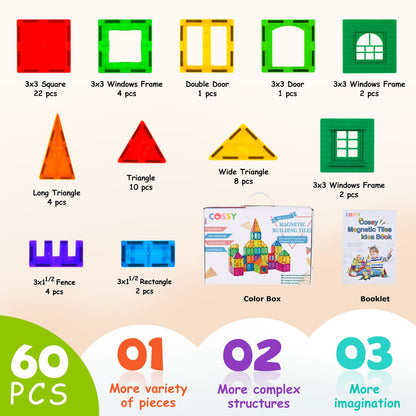 Cossy Magnetic Building Tiles 120 PCs Set