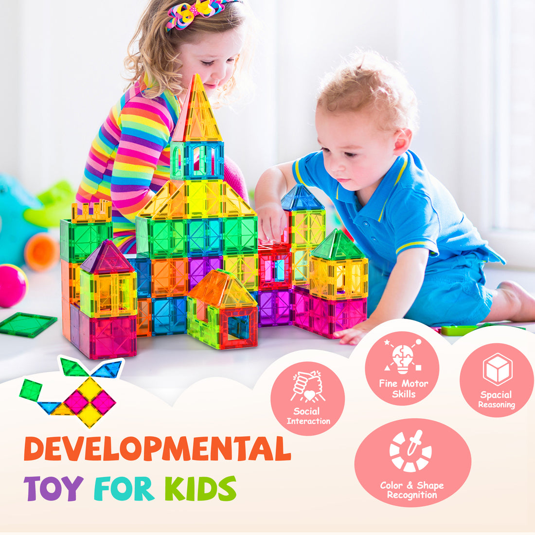 Cossy Magnetic Building Tiles 120 PCs Set