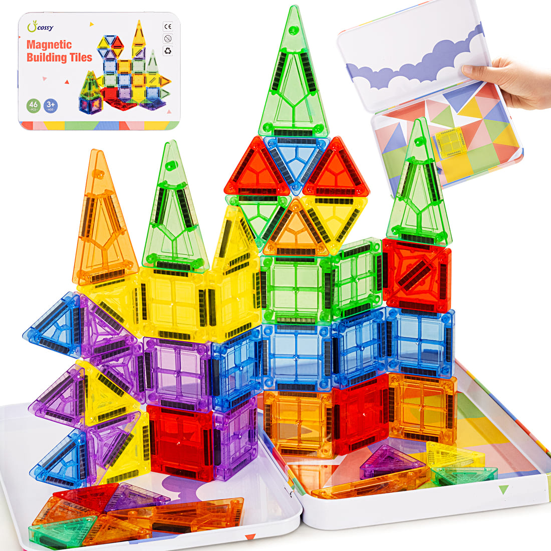 Cossy Mini Magnetic Tiles Travel Toys for Restaurant, Car & Plane Play