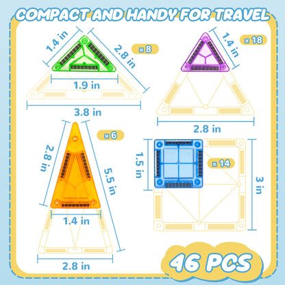 Cossy Mini Magnetic Tiles Travel Toys for Restaurant, Car & Plane Play
