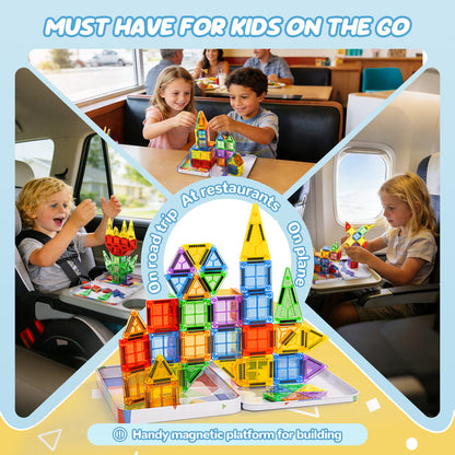 Cossy Mini Magnetic Tiles Travel Toys for Restaurant, Car & Plane Play