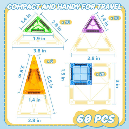 Cossy Mini Magnetic Tiles Travel Toys for Restaurant, Car & Plane Play