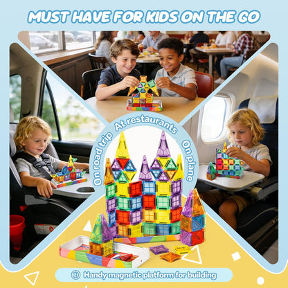 Cossy Mini Magnetic Tiles Travel Toys for Restaurant, Car & Plane Play