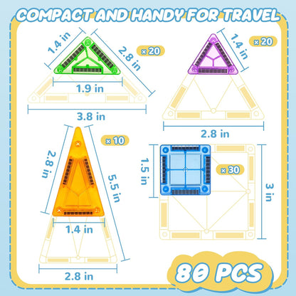 Cossy Mini Magnetic Tiles Travel Toys for Restaurant, Car & Plane Play