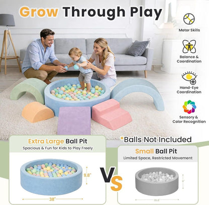 Cossy 8 Pcs Soft Play Set with Integrated Round Ball Pit