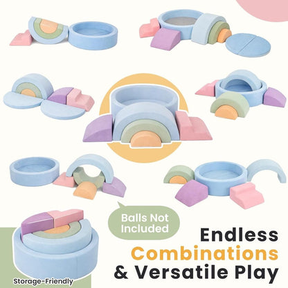 Cossy 8 Pcs Soft Play Set with Integrated Round Ball Pit