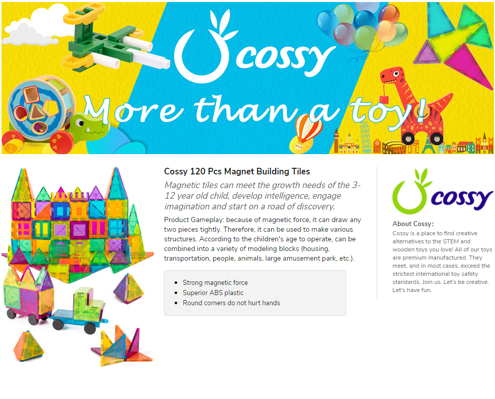 120 pcs magnetic tiles from cossy